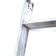 49" Whitewash Rustic Four Step Wood Ladder Shelf