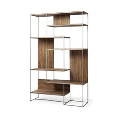 Brown Wood And Silver Metal Frame With 6 Shelf Shelving Unit - Homeroots