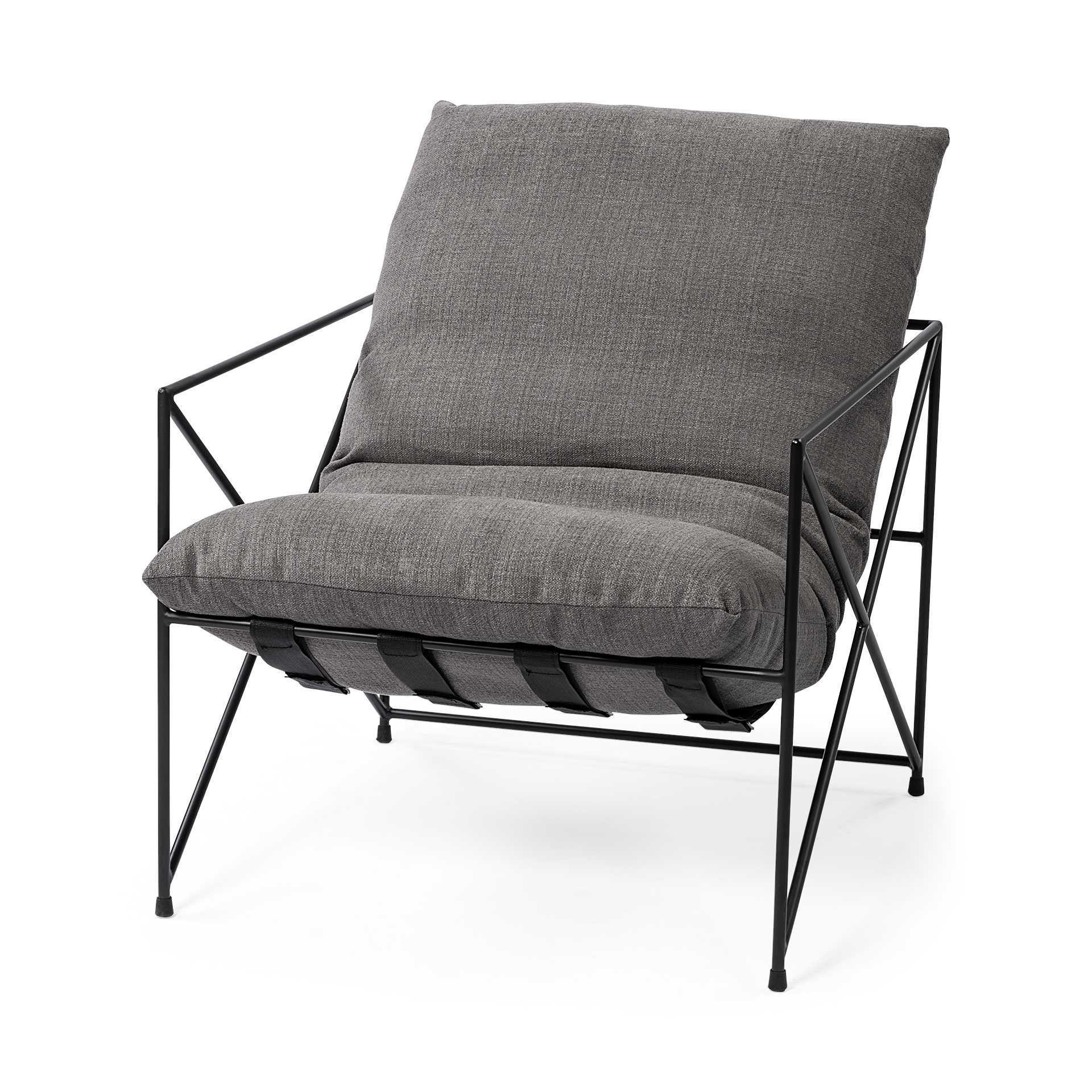 30" Gray And Black Linen Lounge Chair - Homeroots