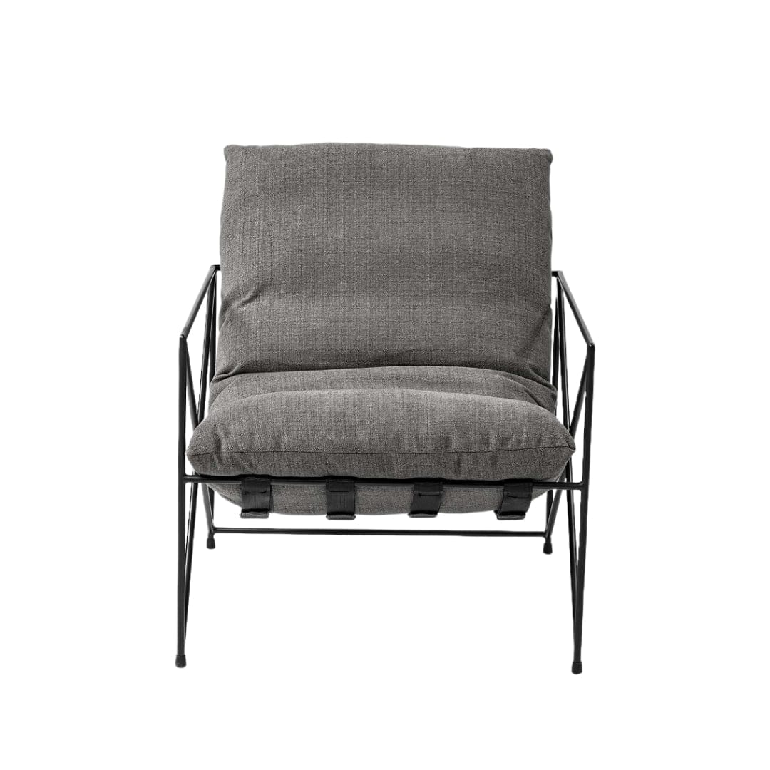 30" Gray And Black Linen Lounge Chair - Homeroots