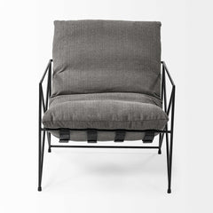 30" Gray And Black Linen Lounge Chair - Homeroots