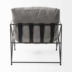 30" Gray And Black Linen Lounge Chair - Homeroots