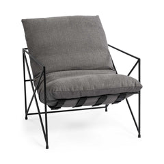 30" Gray And Black Linen Lounge Chair - Homeroots