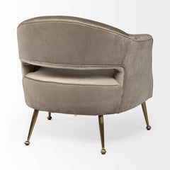 29" Taupe And Brass Velvet Arm Chair - Homeroots