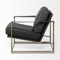 34" Black And Gold Faux Leather Lounge Chair - Homeroots