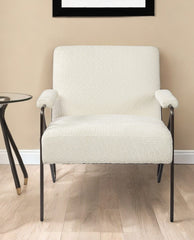 31" Off White And Brown Fabric Arm Chair - Homeroots