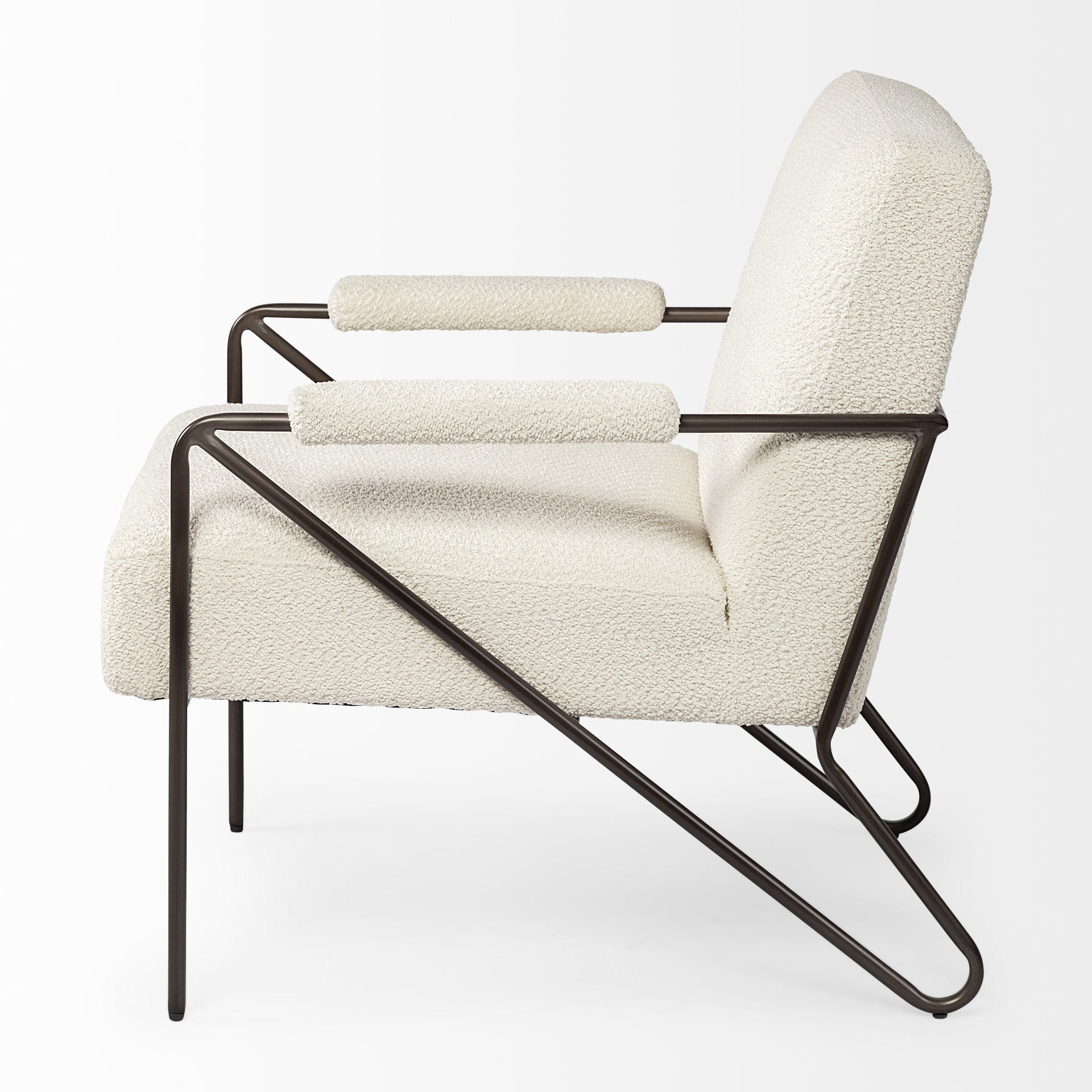 31" Off White And Brown Fabric Arm Chair - Homeroots