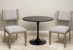 Set Of Two Light Gray And Brown Upholstered Fabric Open Back Side Chairs - Homeroots