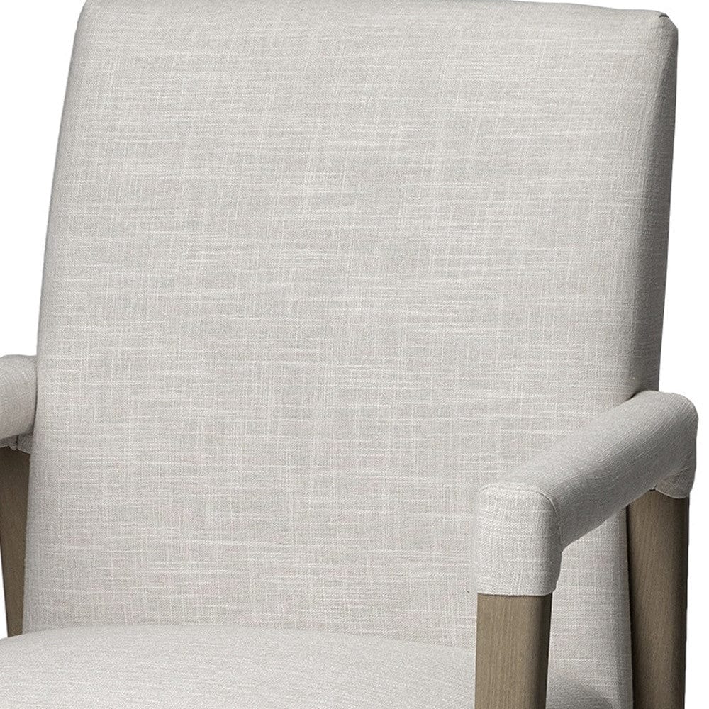 Cream And Brown Upholstered Fabric King Louis Back Dining Arm Chair - Homeroots