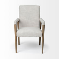 Cream And Brown Upholstered Fabric King Louis Back Dining Arm Chair - Homeroots