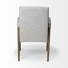 Cream And Brown Upholstered Fabric King Louis Back Dining Arm Chair - Homeroots