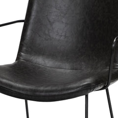 Black Upholstered Faux Leather Dining Arm Chair