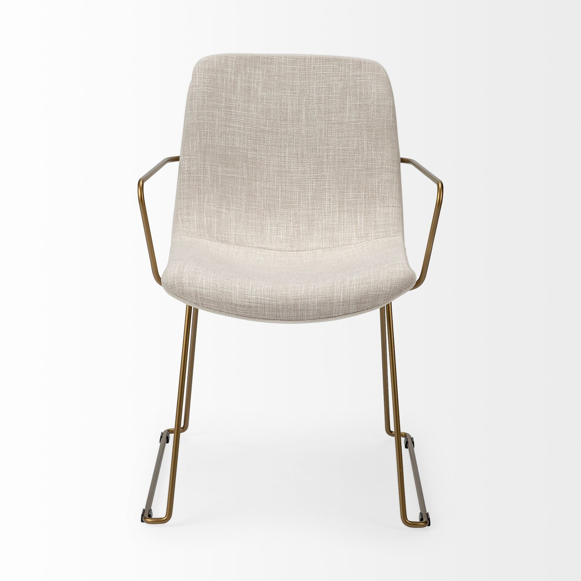 Cream And Gold Upholstered Fabric Dining Arm Chair - Homeroots