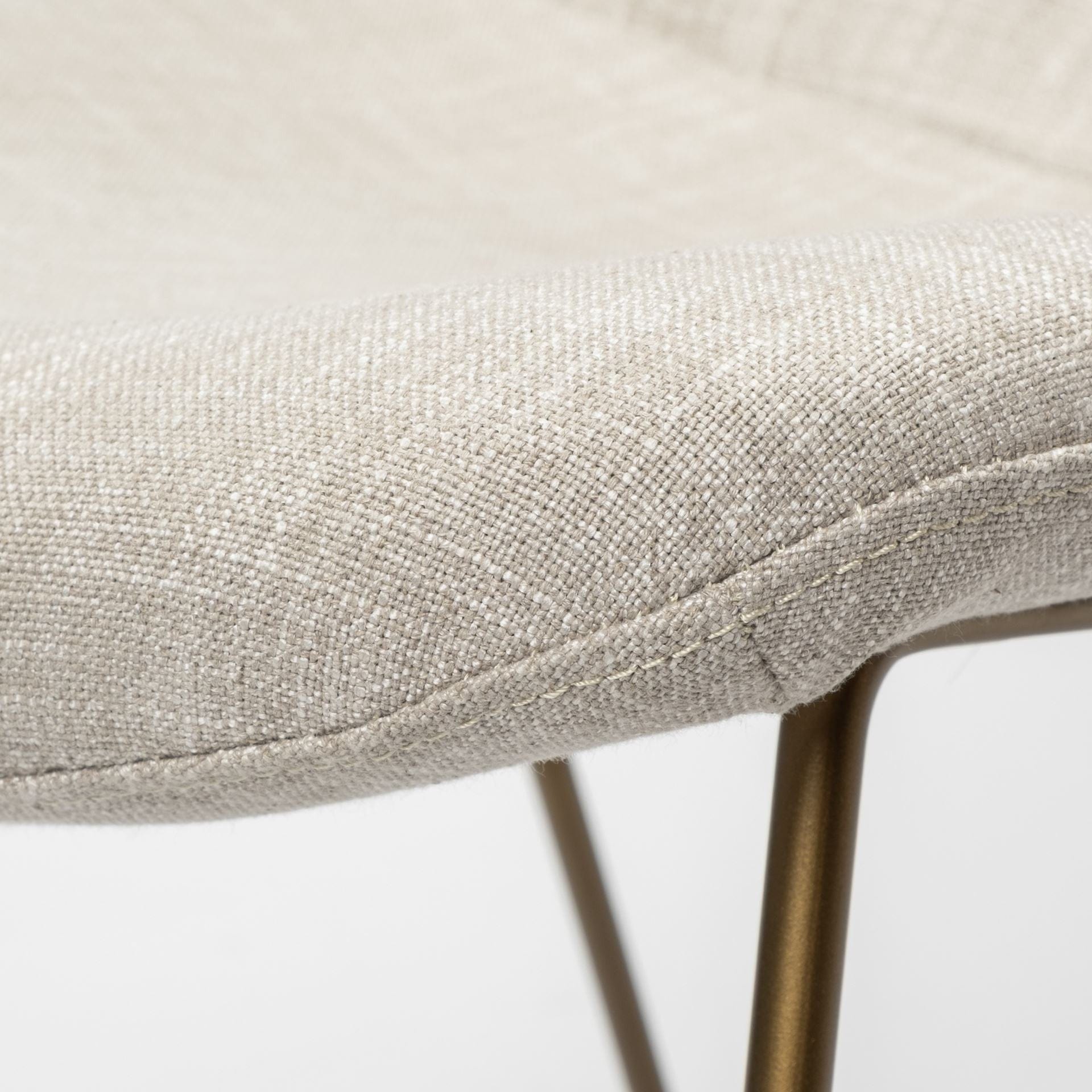 Cream And Gold Upholstered Fabric Dining Arm Chair - Homeroots