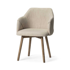 Cream And Brown Upholstered Fabric Dining Arm Chair - Homeroots