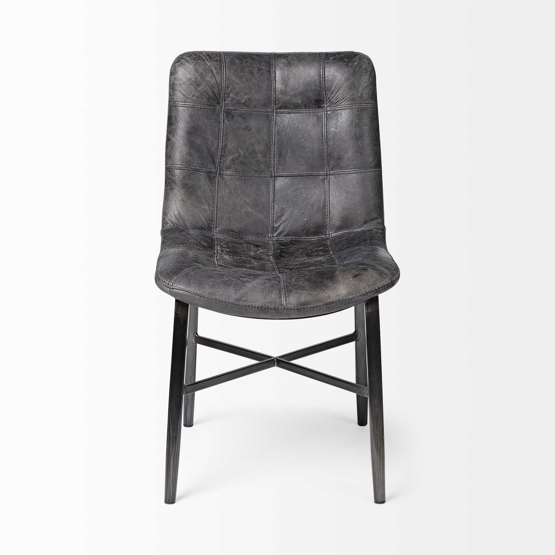 Black Upholstered Leather Dining Side Chair