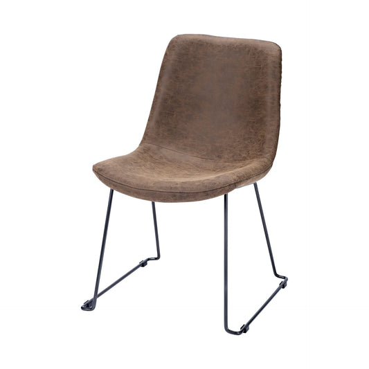 Brown And Black Upholstered Faux Leather Dining Side Chair - Homeroots