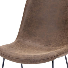 Brown And Black Upholstered Faux Leather Dining Side Chair - Homeroots