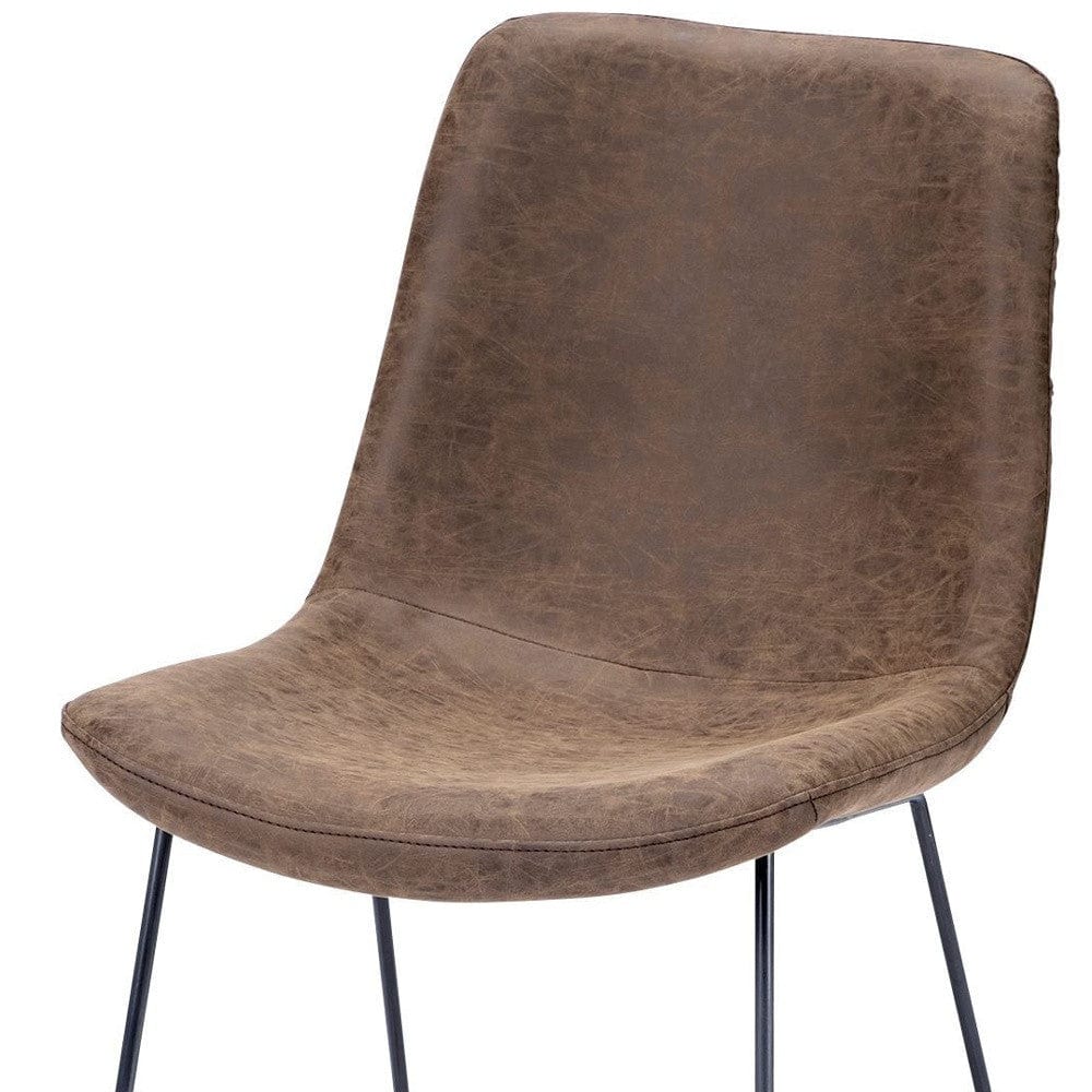 Brown And Black Upholstered Faux Leather Dining Side Chair - Homeroots