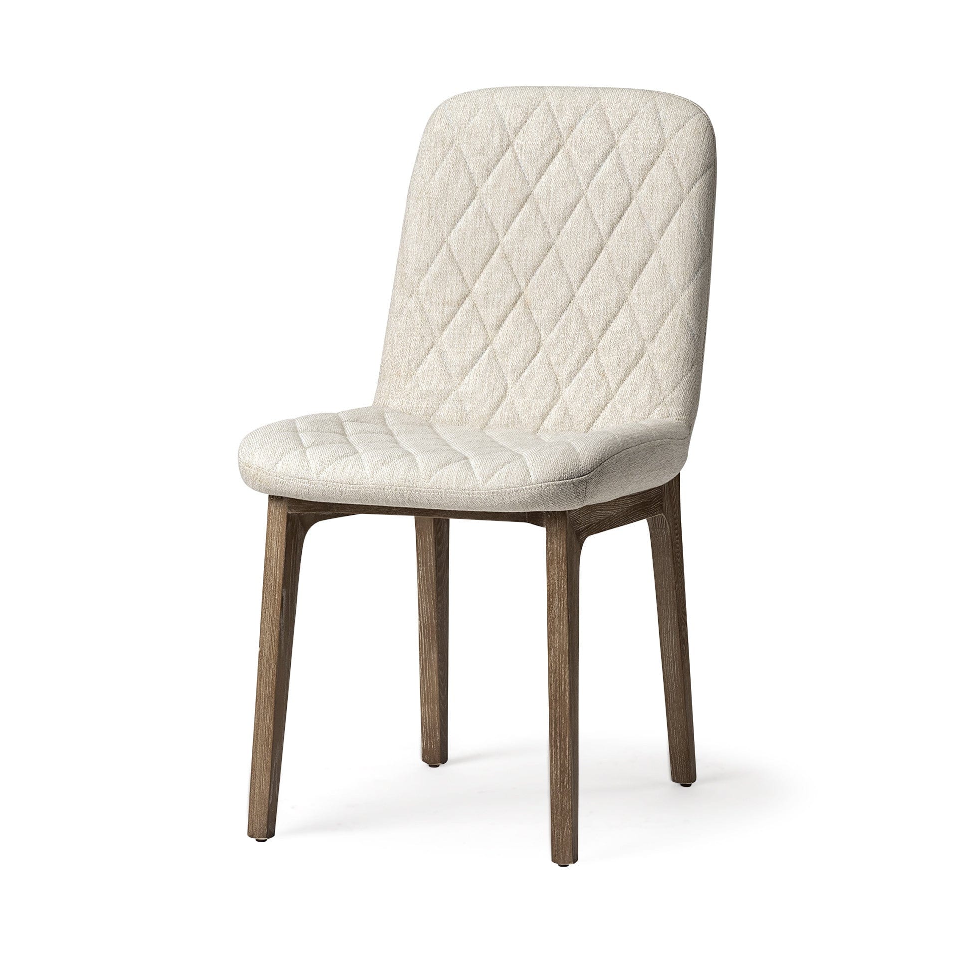 Cream And Brown Upholstered Fabric Dining Side Chair - Homeroots