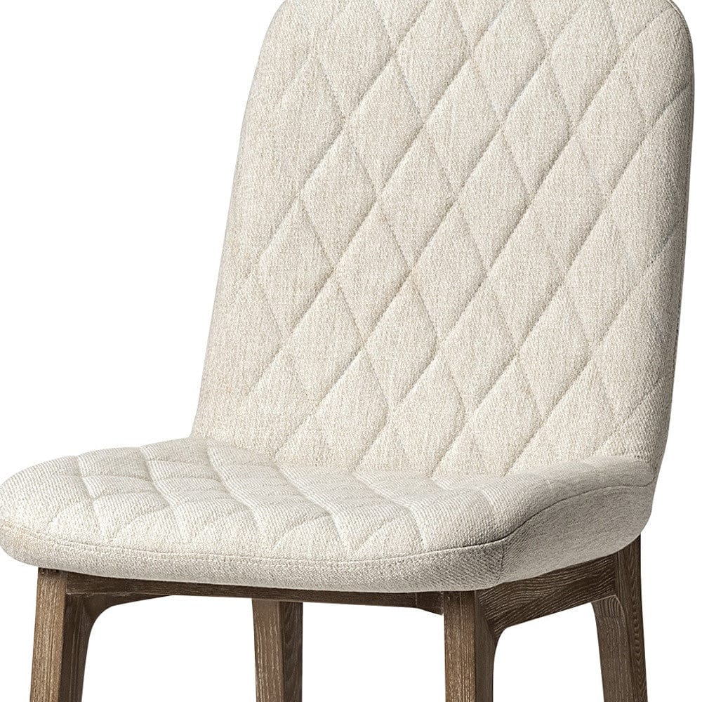 Cream And Brown Upholstered Fabric Dining Side Chair - Homeroots