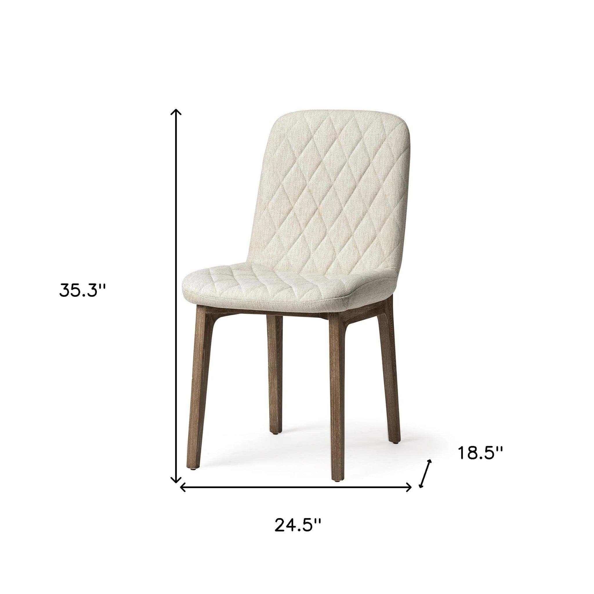 Cream And Brown Upholstered Fabric Dining Side Chair - Homeroots