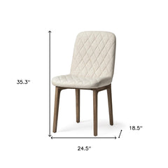 Cream And Brown Upholstered Fabric Dining Side Chair - Homeroots