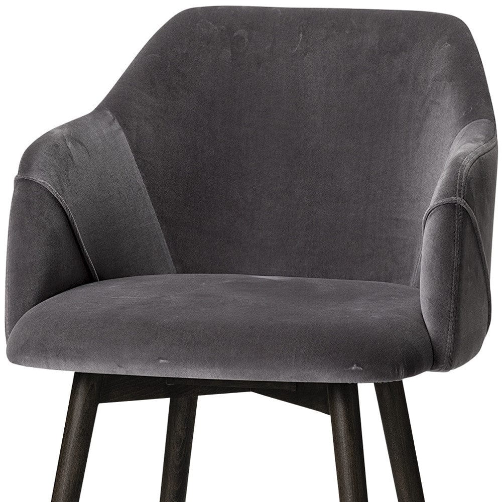 Gray And Black Upholstered Fabric Dining Arm Chair - Homeroots