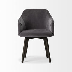 Gray And Black Upholstered Fabric Dining Arm Chair - Homeroots