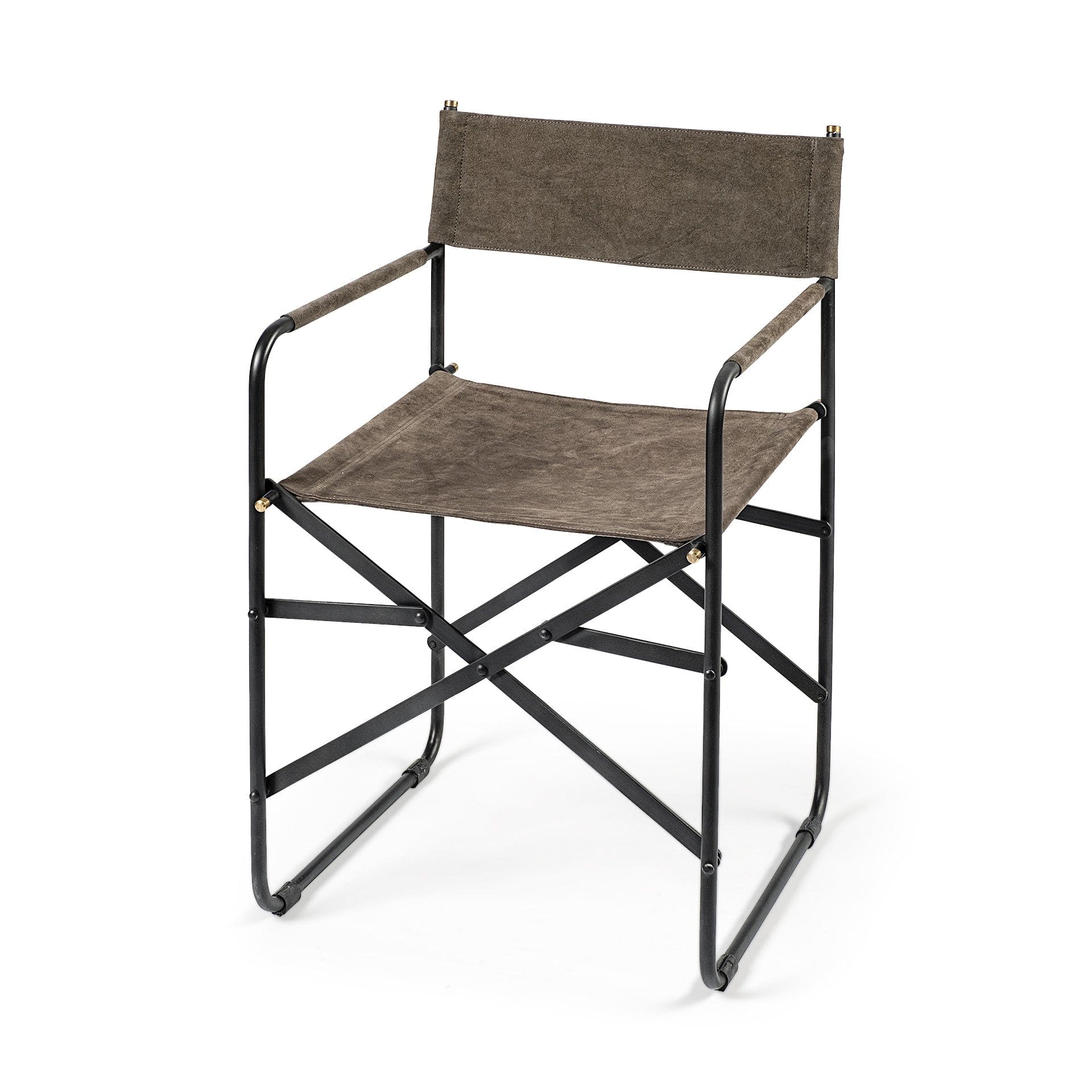 Brown And Black Leather Metal Open Back Dining Arm Chair - Homeroots