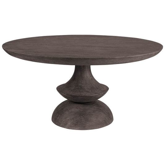 60" Gray Rounded Solid Wood Pedestal Base Dining Table - Homeroots