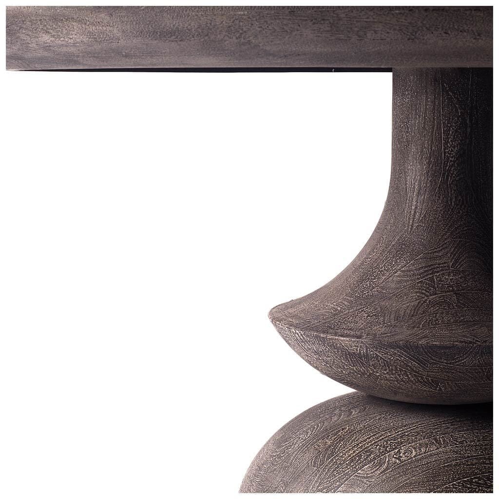 60" Gray Rounded Solid Wood Pedestal Base Dining Table - Homeroots