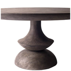 60" Gray Rounded Solid Wood Pedestal Base Dining Table - Homeroots