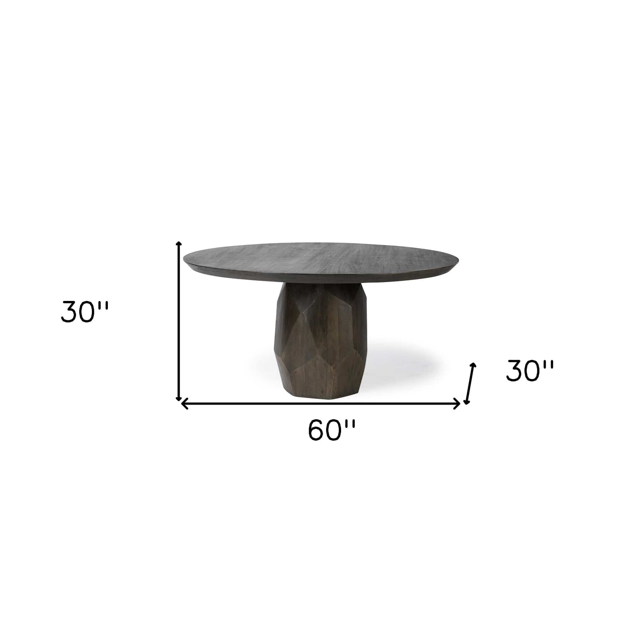 60" Brown Rounded Solid Wood Pedestal Base Dining Table - Homeroots