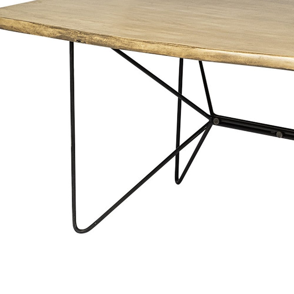 80" Brown And Black Solid Wood And Metal Dining Table - Homeroots