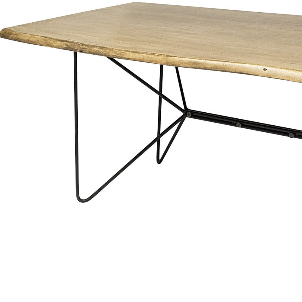 80" Brown And Black Solid Wood And Metal Dining Table - Homeroots