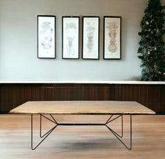 80" Brown And Black Solid Wood And Metal Dining Table - Homeroots