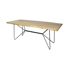 80" Brown And Black Solid Wood And Metal Dining Table - Homeroots