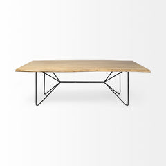 80" Brown And Black Solid Wood And Metal Dining Table - Homeroots