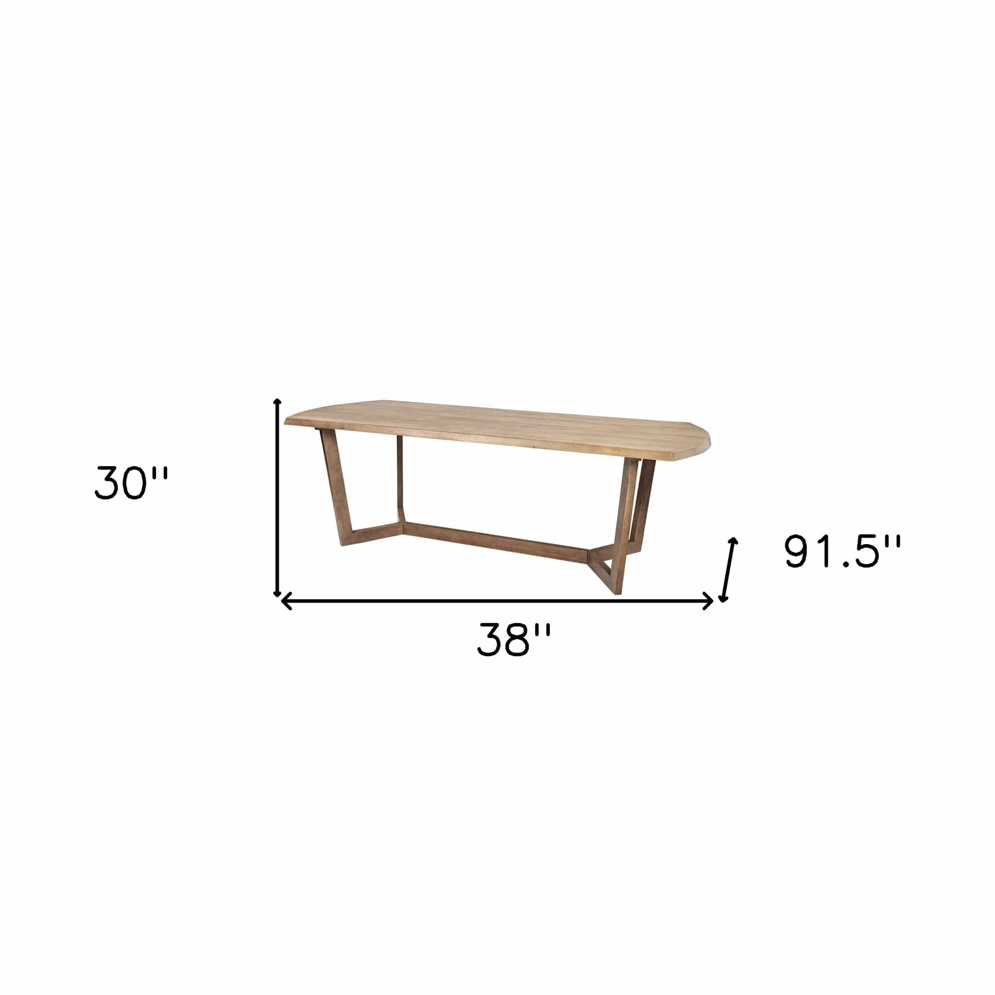 92" Natural And Brown Solid Wood Trestle Base Dining Table