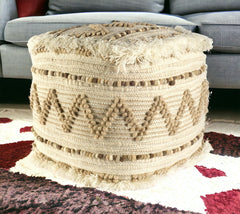 18" Beige Cotton Blend Ottoman - Homeroots