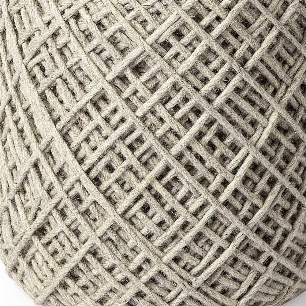 Oatmeal Wool Cylindrical Pouf With Diamond Pattern