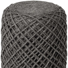 Dark Gray Wool Cylindrical Pouf With Diamond Pattern