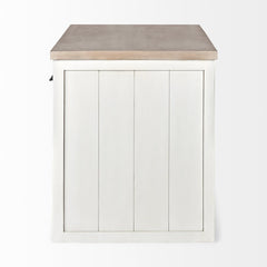 White And Brown Two Tone Wooden Kitchen Island With 3 Drawers