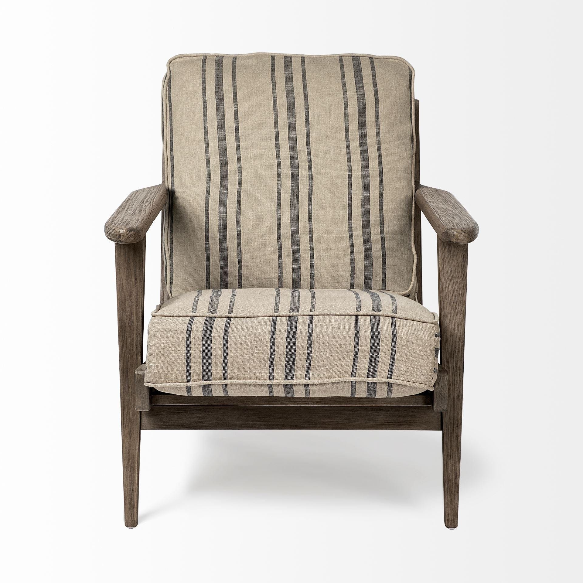 31" Beige and Gray And Brown Fabric Striped Lounge Chair - Homeroots