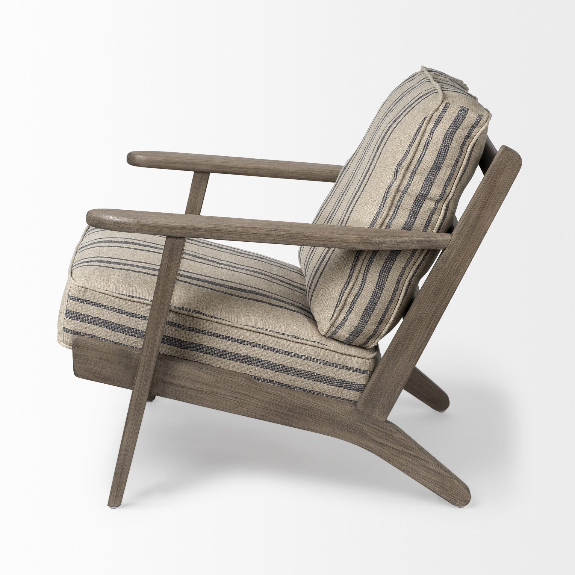 31" Beige and Gray And Brown Fabric Striped Lounge Chair - Homeroots