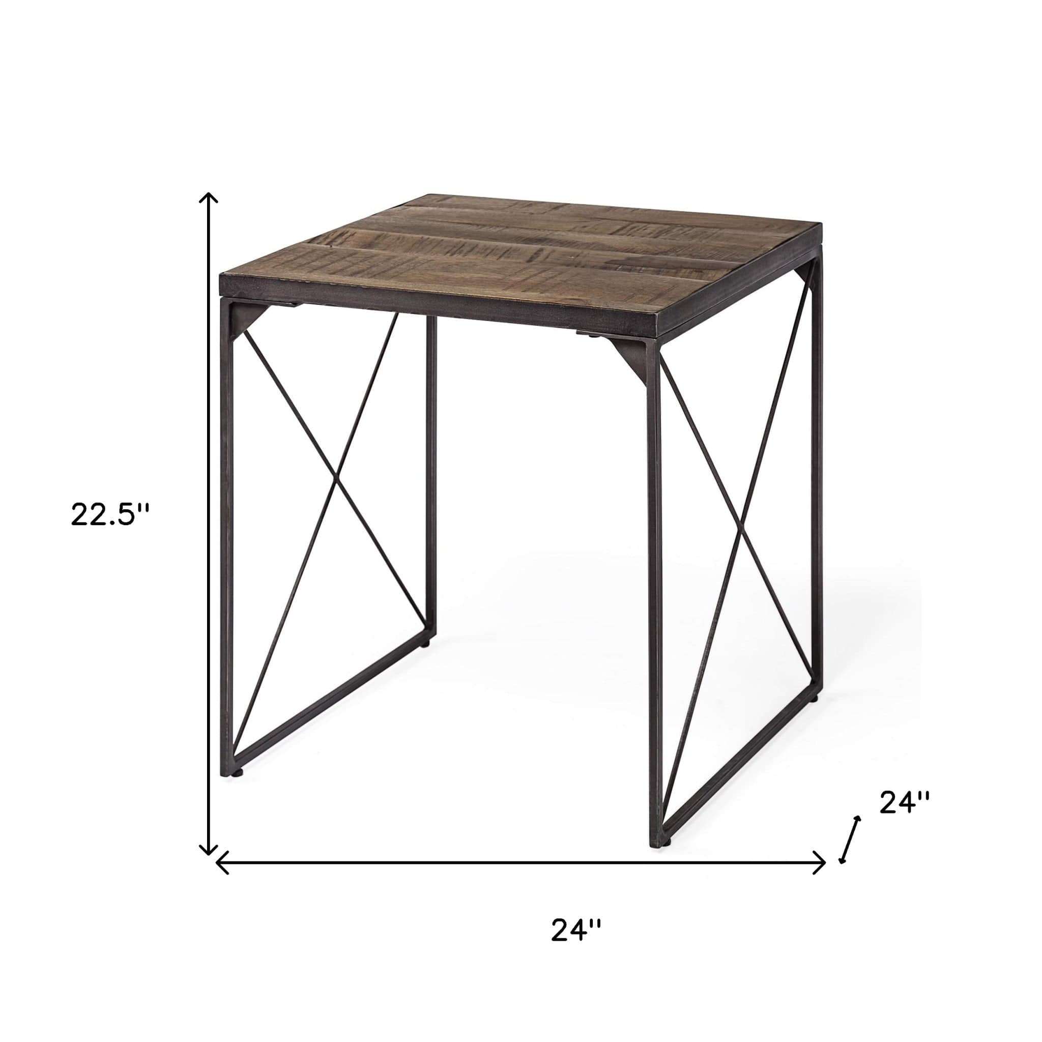 23" Brown Solid Wood Square End Table