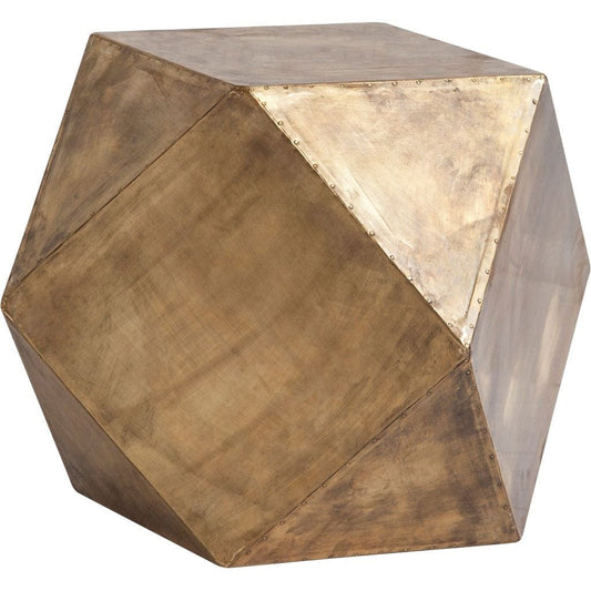 19" Brass Hexagonal End Table With Square Top - Homeroots