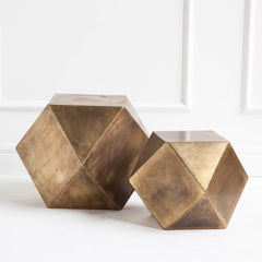 19" Brass Hexagonal End Table With Square Top - Homeroots