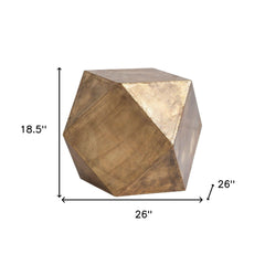 19" Brass Hexagonal End Table With Square Top - Homeroots